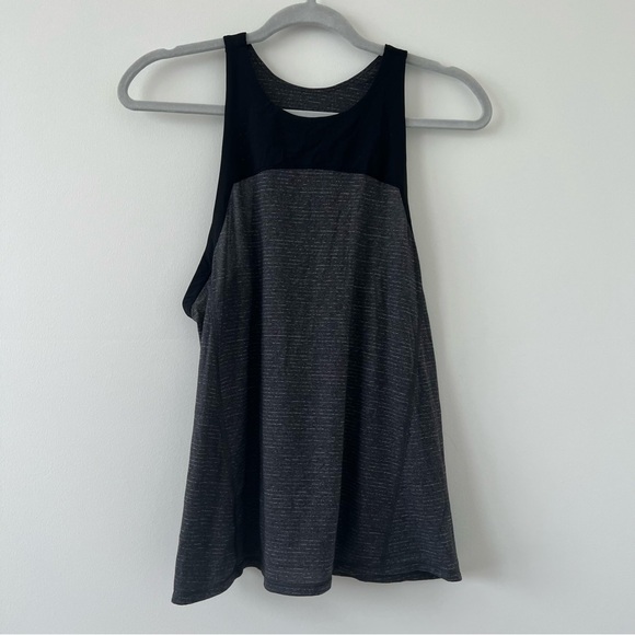 Lululemon clip in Tank Top heathered gray black split slit tie workout gym Lulu - Picture 2 of 7